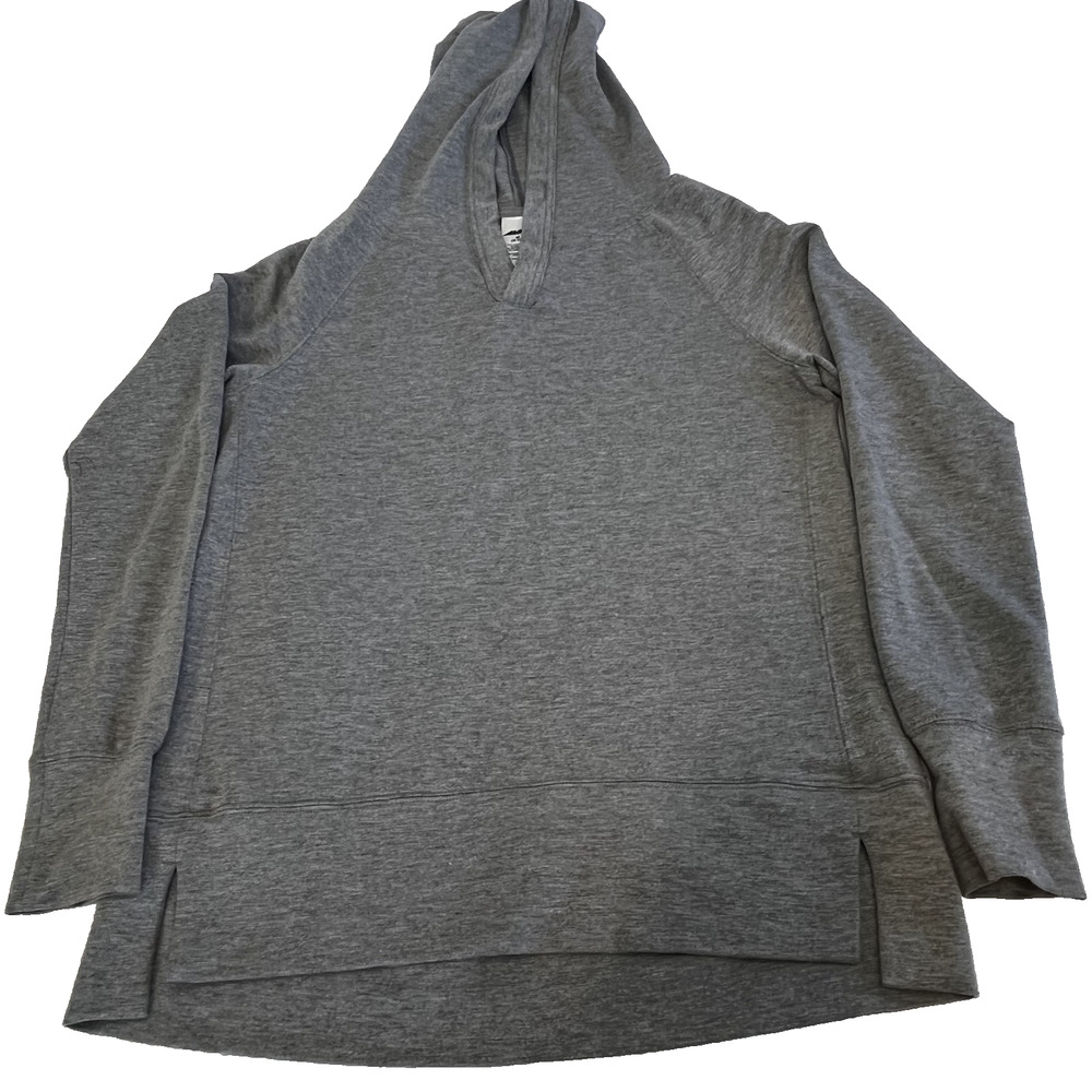 Avia Gray Hooded Activewear Top Women Medium Short Sleeve Workout